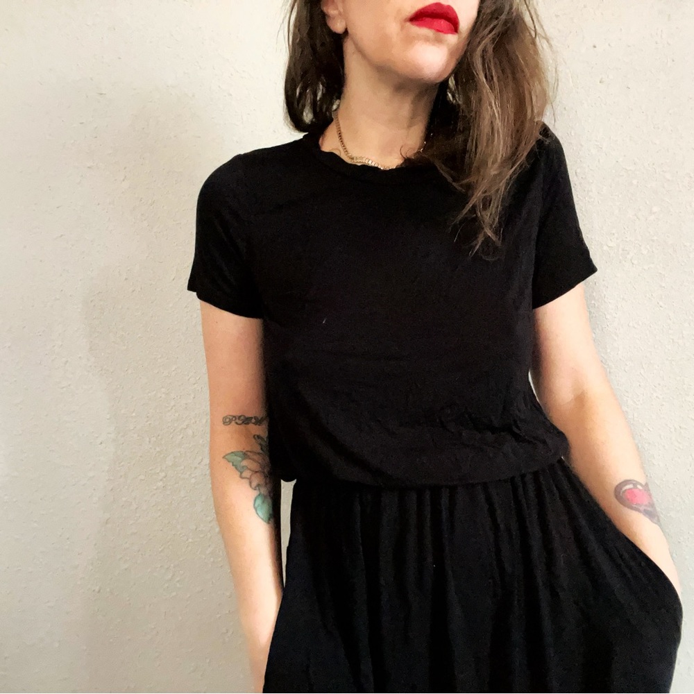 Black Elastic Waist Dress 🖤